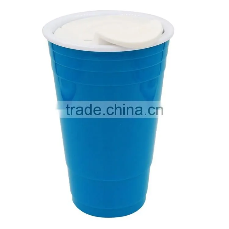 Disposable Colorful Plastic Coffee Cups with Lid, High Quality Cold Drink Cups with Lid