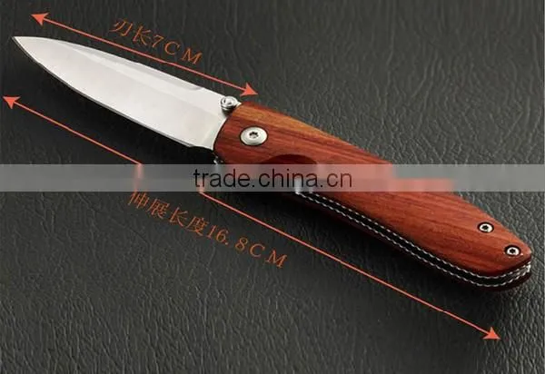 Wooden Camping Folding Fruit Knife With Wooden Handle