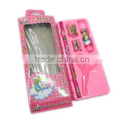 promotional kids stationery set with pencil rubber ruler sharpener