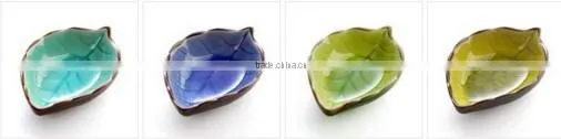 Wholesale Stock Small Order Leaf Shaped Ceramic Condiment Plate