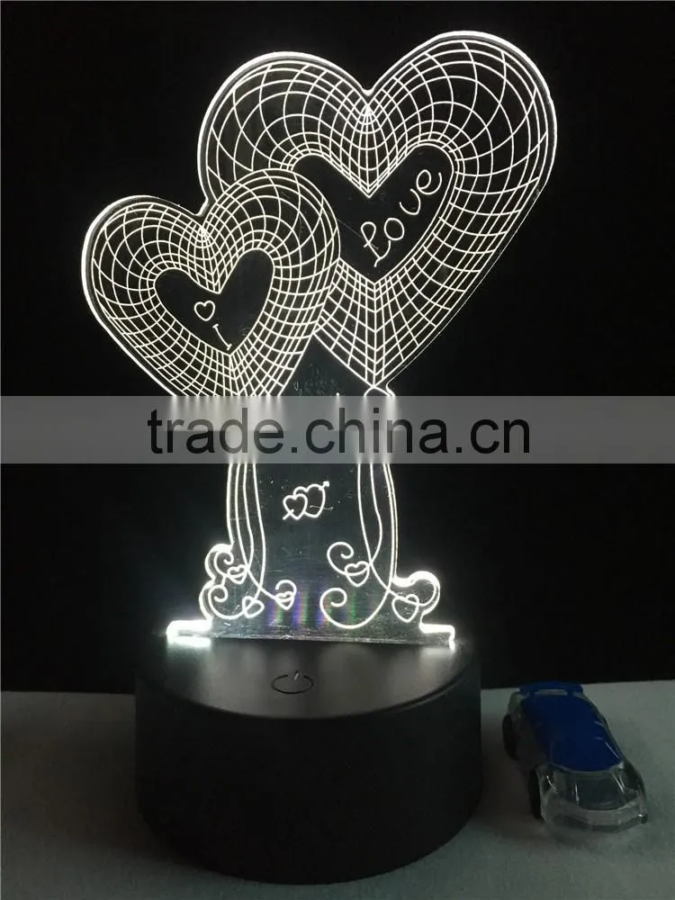 2017 Amazing Valentine's Gift Romantic night light acrylic 3d led lamp