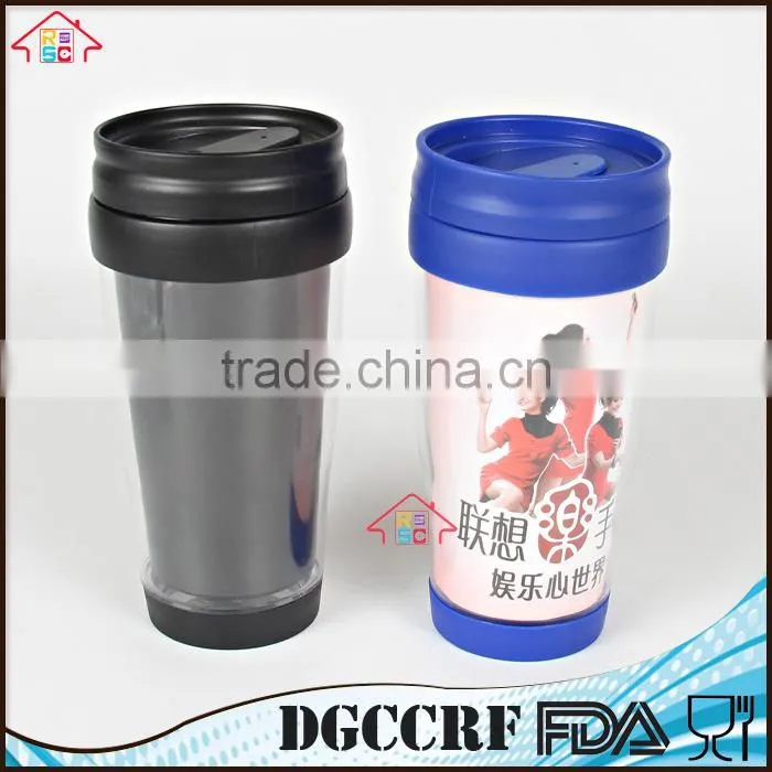 NBRSC Hot Cold Double walled plastic Vacuum Insulated tumblers, thermos auto travel mug , plastic thermal car mug