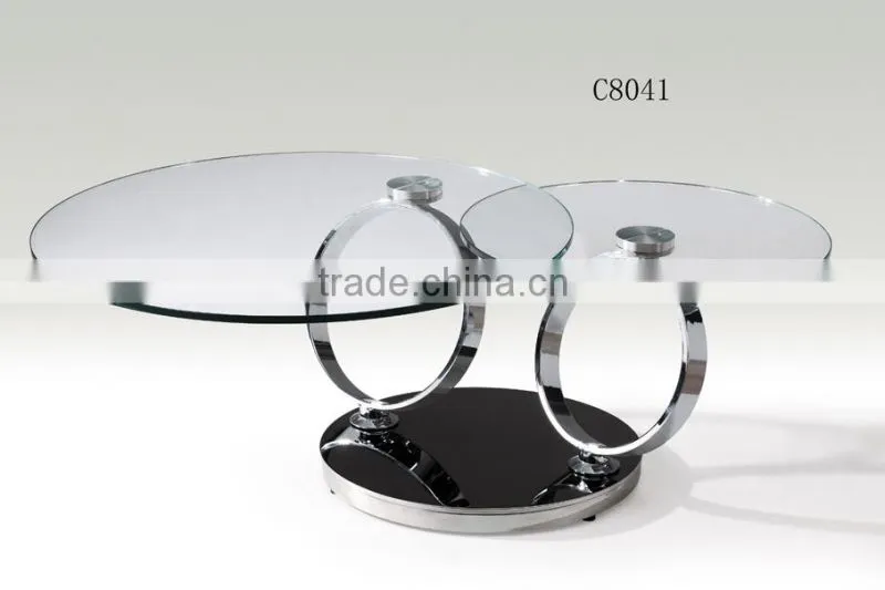 C8041 movable swivel glass coffee table models for home using