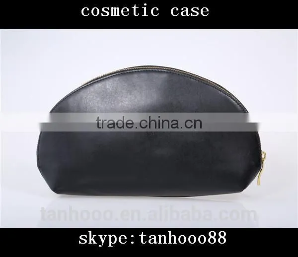 High Quality Black Shell Shape Makeup Case Leather Cosmetic Bag Case
