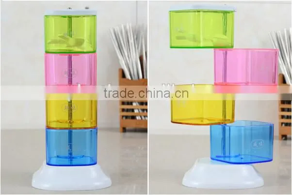 2015 new product Kitchen Rotating Plastic Seasoning storage Condiment Container box OEM Factory in ShenZhen