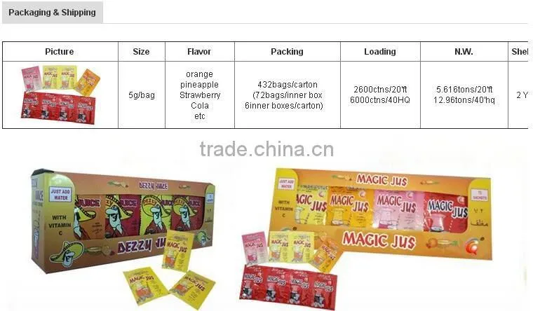 Instant orange flavoured drinks powder