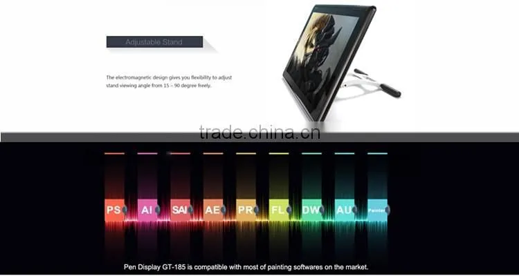 Huion GT-185 Graphic Drawing Tablet Monitor with Tempered Glass Screen and 8 Express Keys for PC and Mac