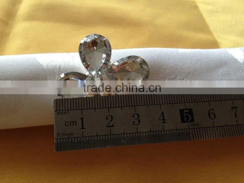 Lucky Clover Four Leafs Flower Style Clear Rhinestone Diamond Napkin Ring