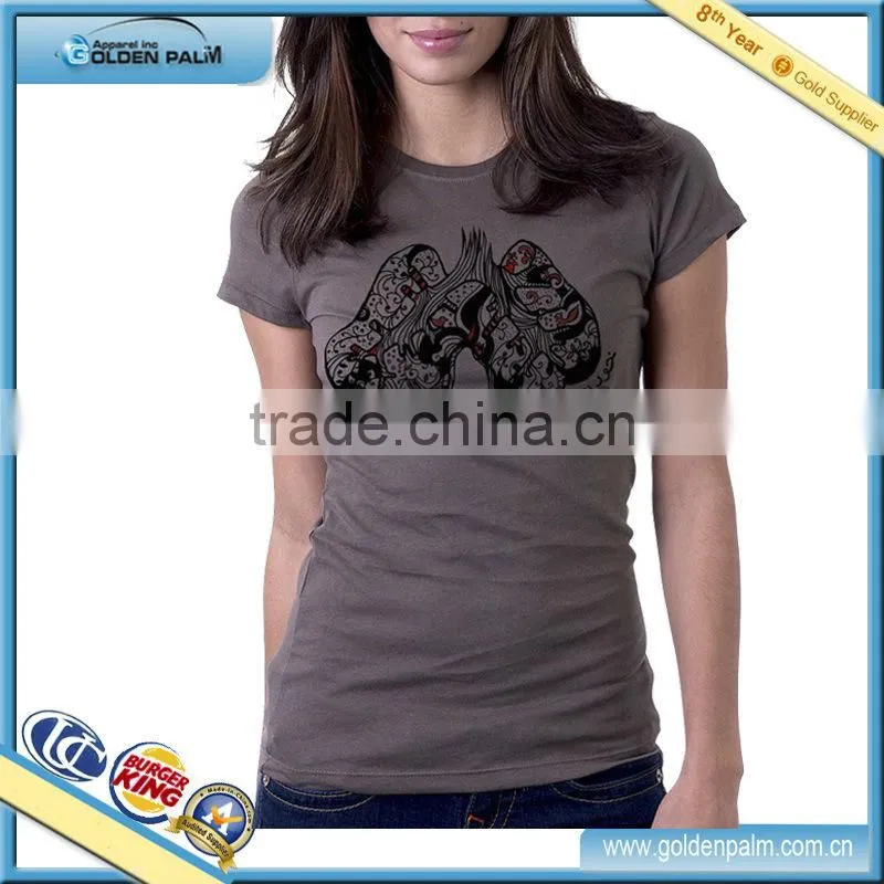 Combed Cotton short sleeve women printed t shirt wholesale China