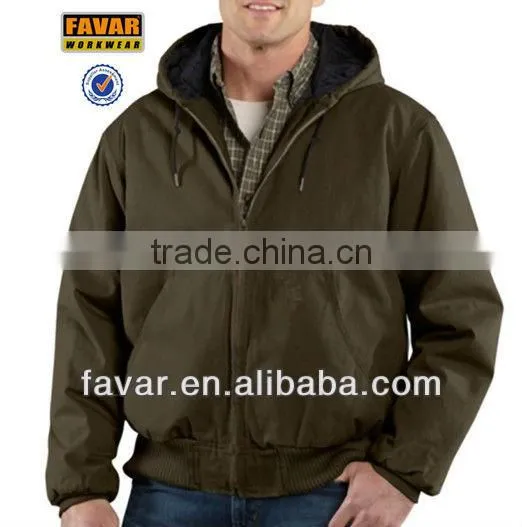 Mens Canvas Quilted Outdoor Hood Ripstop Active Bomber Jacket Workwear