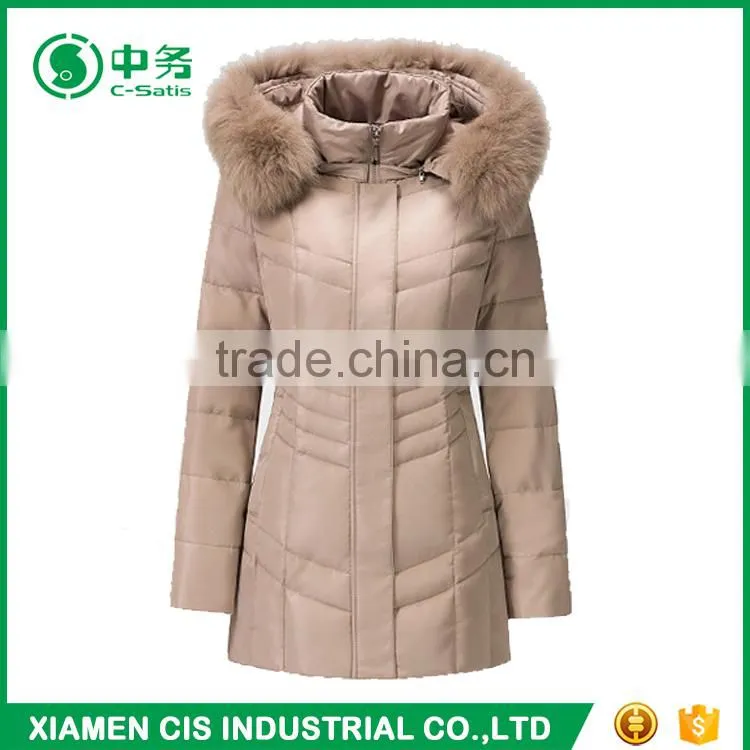 2017 New Arrival Winter Windproof Slim Fit Hooded Womens Parka Jacket