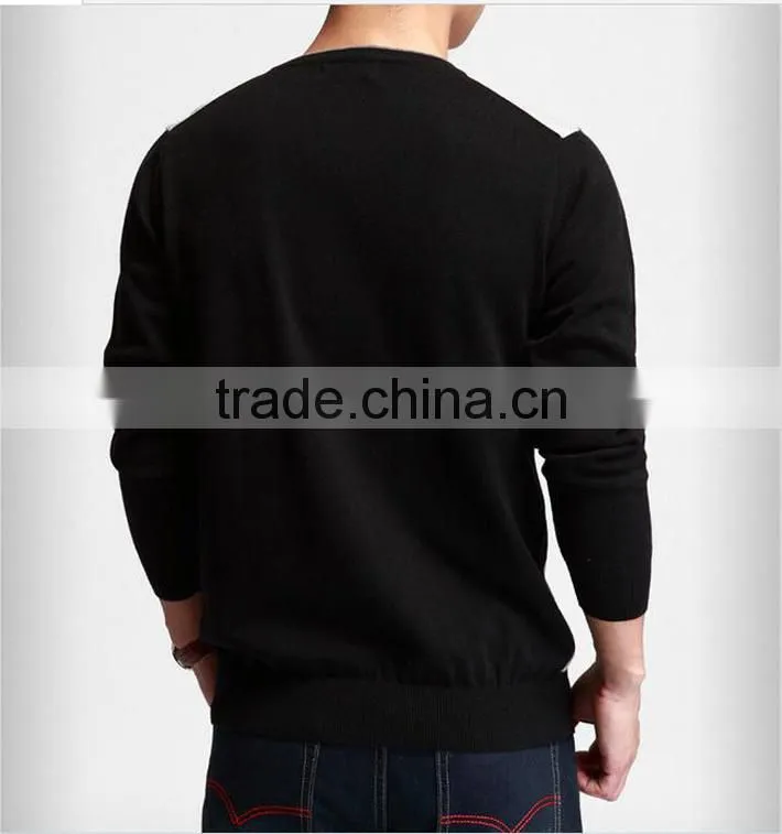 2014 new fashion design mens leisure style knit sweater ,v-neck splicing knit colors slim-fitting sweaters