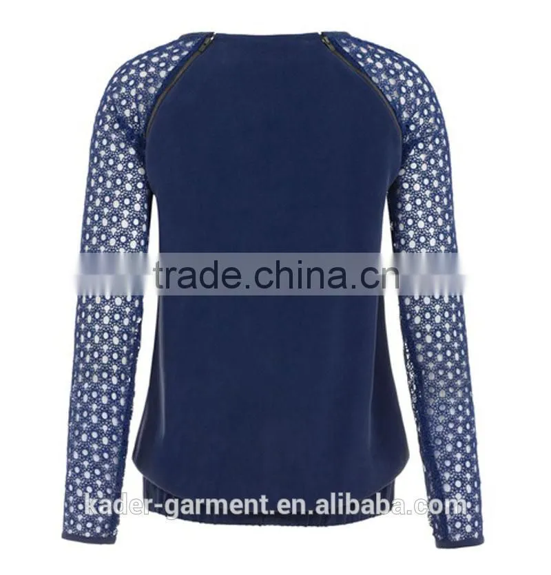 Color Combination Sublimation Sweatshirt Raglan Sweatshirt with Mesh Sleeve and Zipper