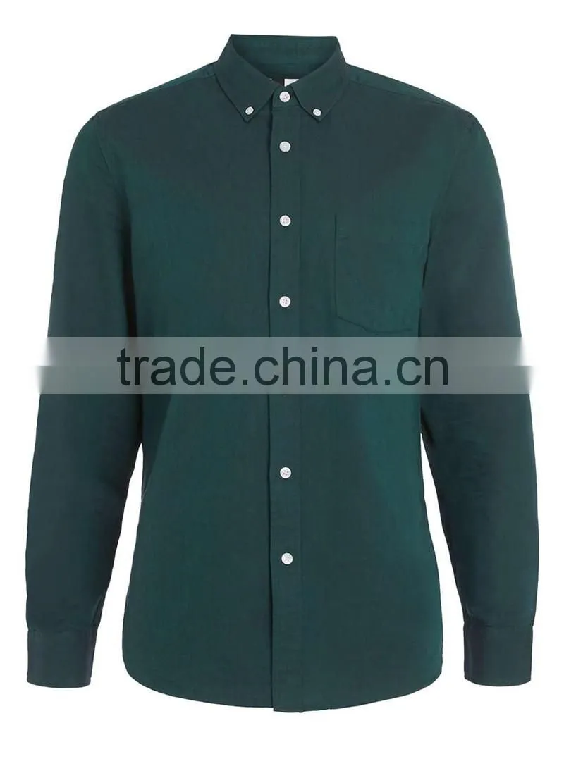 Dark Green Oxford Long Sleeve Casual Shirt