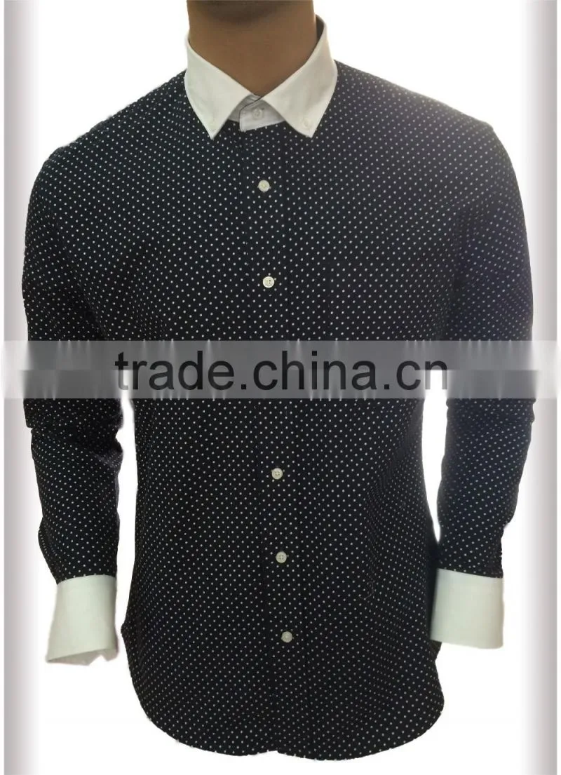 2017 Men's Polka dot casual roll collar shirts
