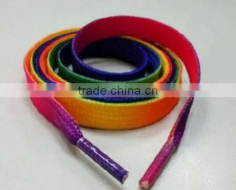 Casual color shoelaces flat colorful lace rainbow gradient color polyester lace