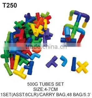 500g Colorful Connect Tube Plastic Educational Building Blocks Shapes Toy For Kids
