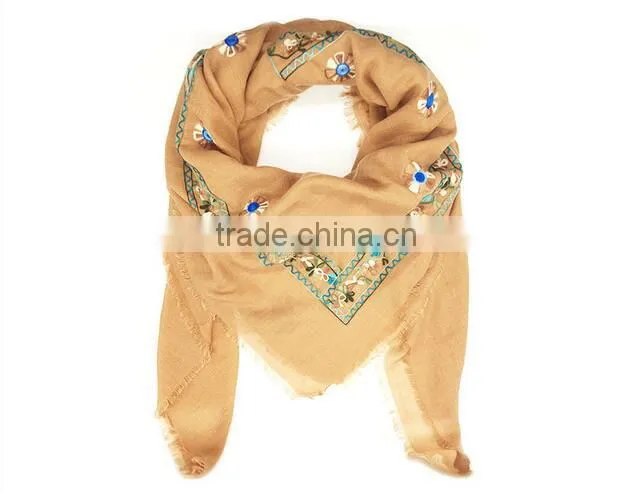 hot sale square headscarf pure cotton embroidery shawl scarf muslim hijab scarf for women