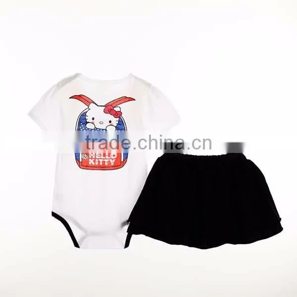 2016 summer 2pcs navy style miniskirt jumpsuit baby girl romper