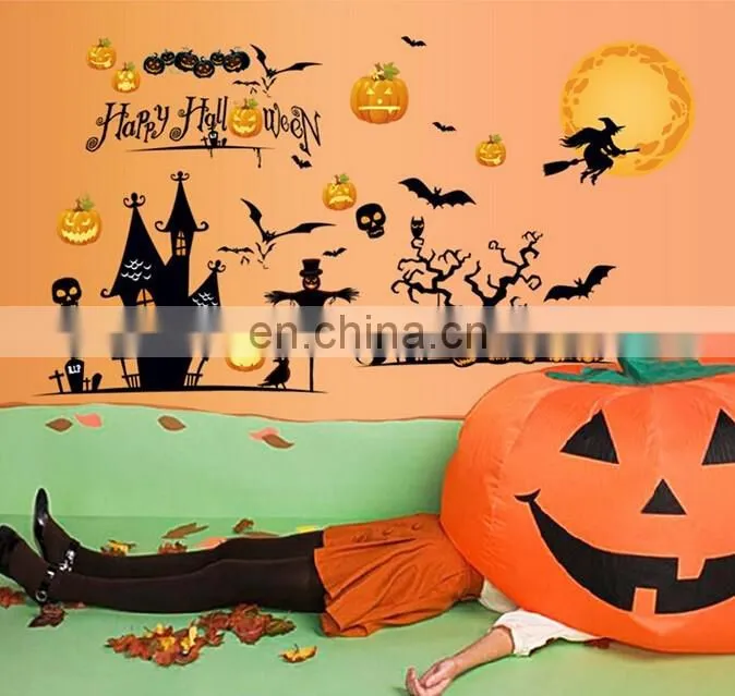 Halloween Theme Castle Pumpkin Bat Window/Wall Sticker Halloween Decoration Home Decoration