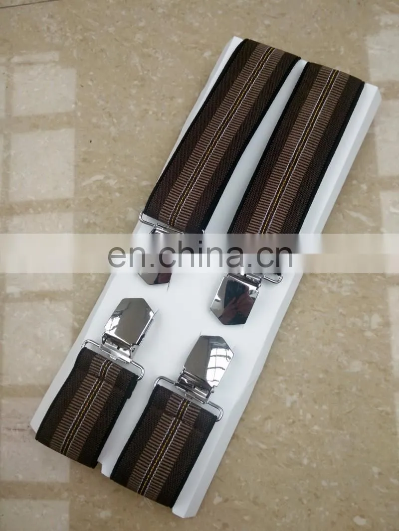 Fashion high quality 4 heavy clips mens suspenders x back adult suspenders