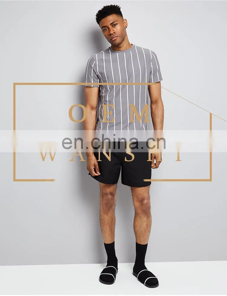 latest design cheap wholesale fashion stripped printing men short sleeve t shirt