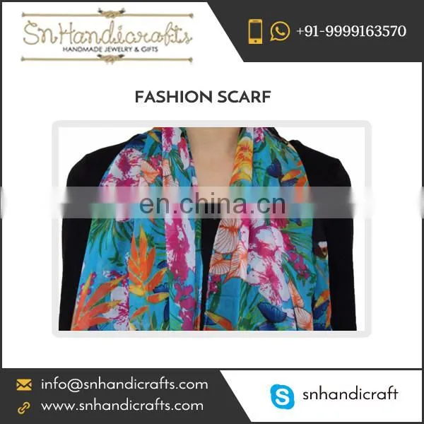 Women Soft Light Weight Summer Floral Printed Scarf of Latest Fashion