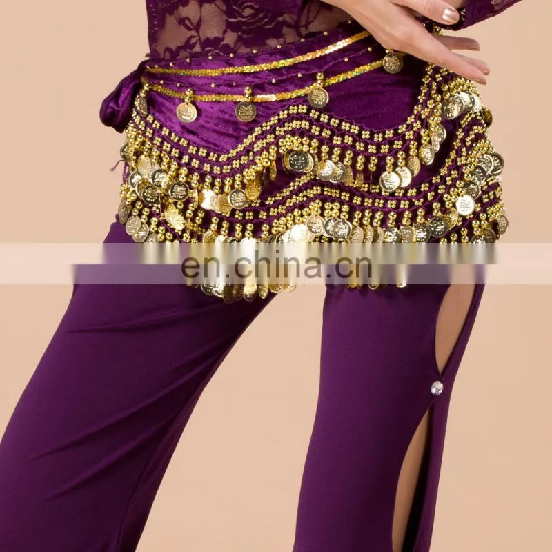 Egyptian style gold coins velvet top quality belly dance hip scarf belt Y-2030#
