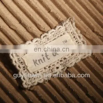 customized special design cotton label stitched lace for ladies garment