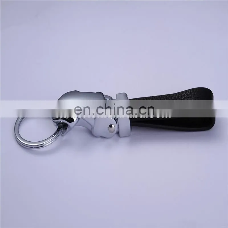 Wholesale Fashion Leopard Head Shape Metal Keychain with Leather Key Ring