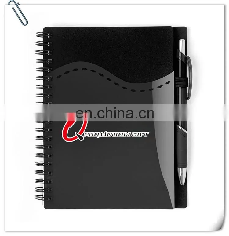stitch spiral notebook set with pen and wraparound front pockets