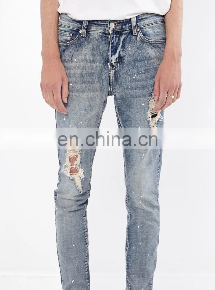 DiZNEW USA Stock Denim Jeans in Medium Blue cuffed jeans men