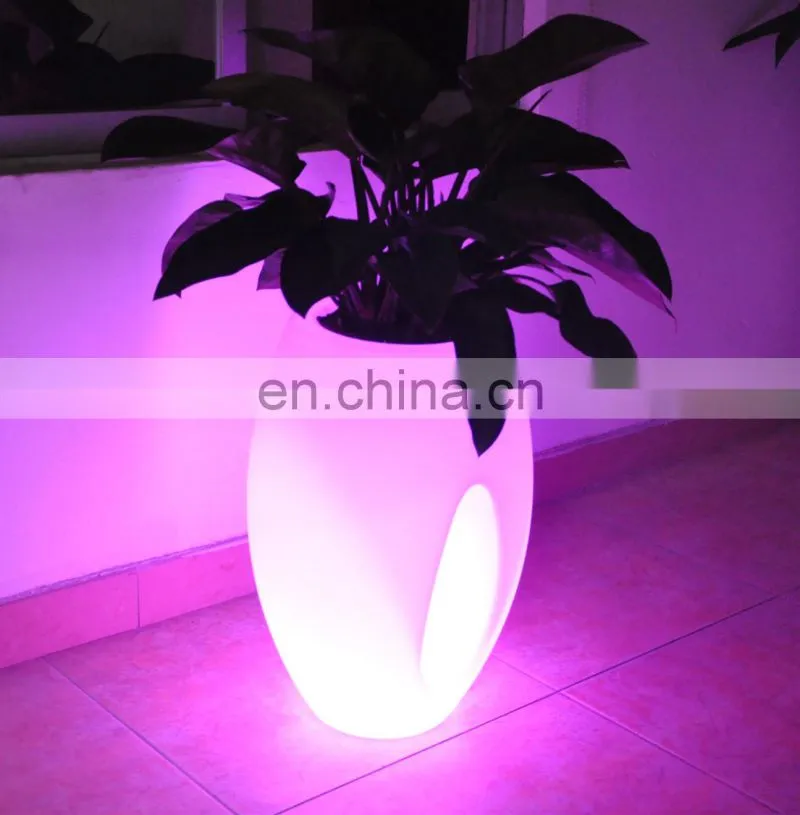 IP64 led 16color flashing home decoration plastic led white flower vase with led color