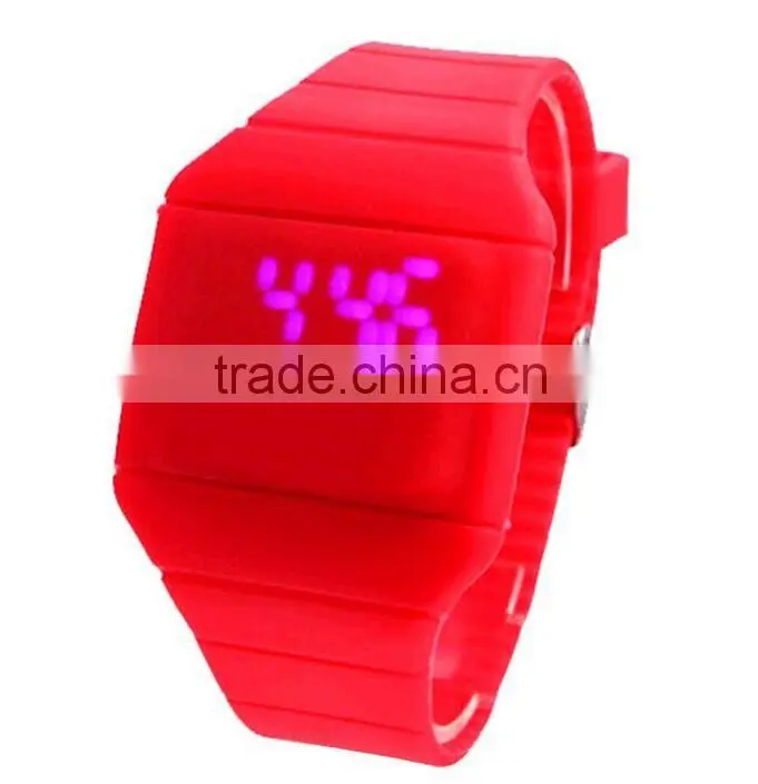 Square type single key silicone watch /LED jelly watch / super thin watch