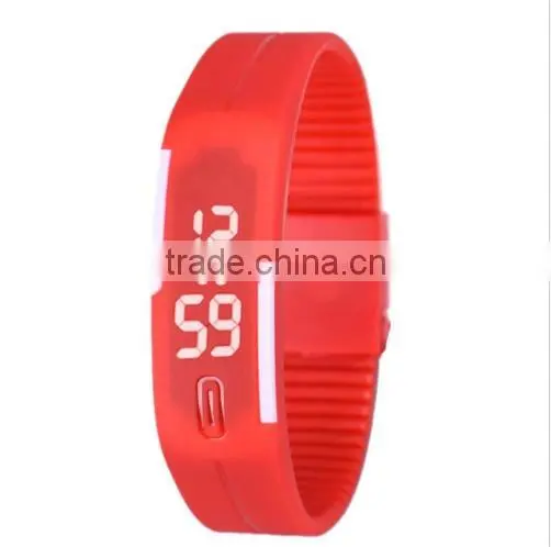 Red Fashion Silicone LED Sports Bracelet Waterproof Digital Wrist Watch Women