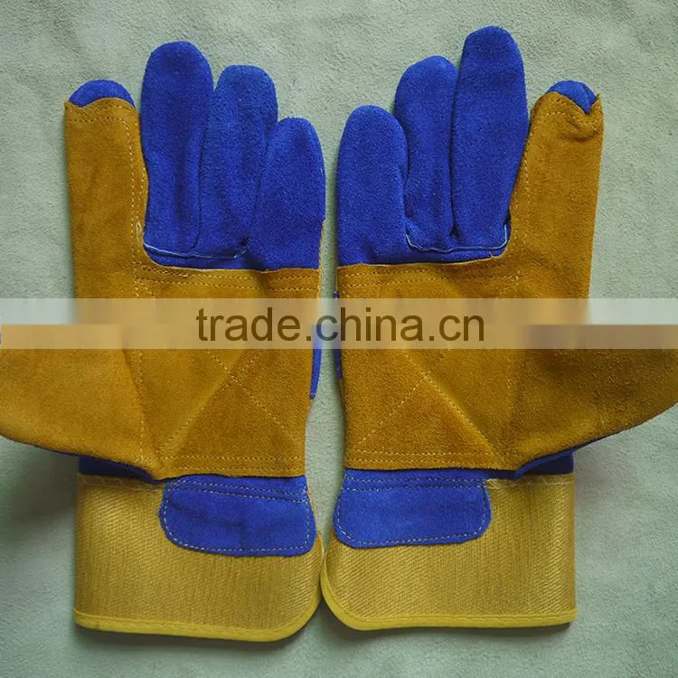 Reinforcement palm leather working gloves, industrial and mechanic gloves with CE standard