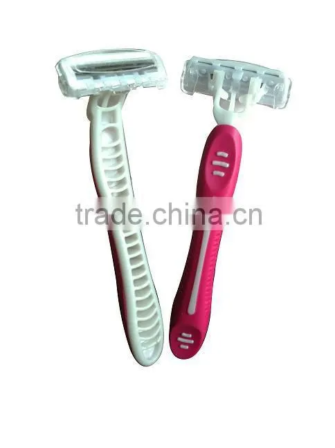D317L hot sell Triple blade and ABS plastic+Rubber handle shaving razor