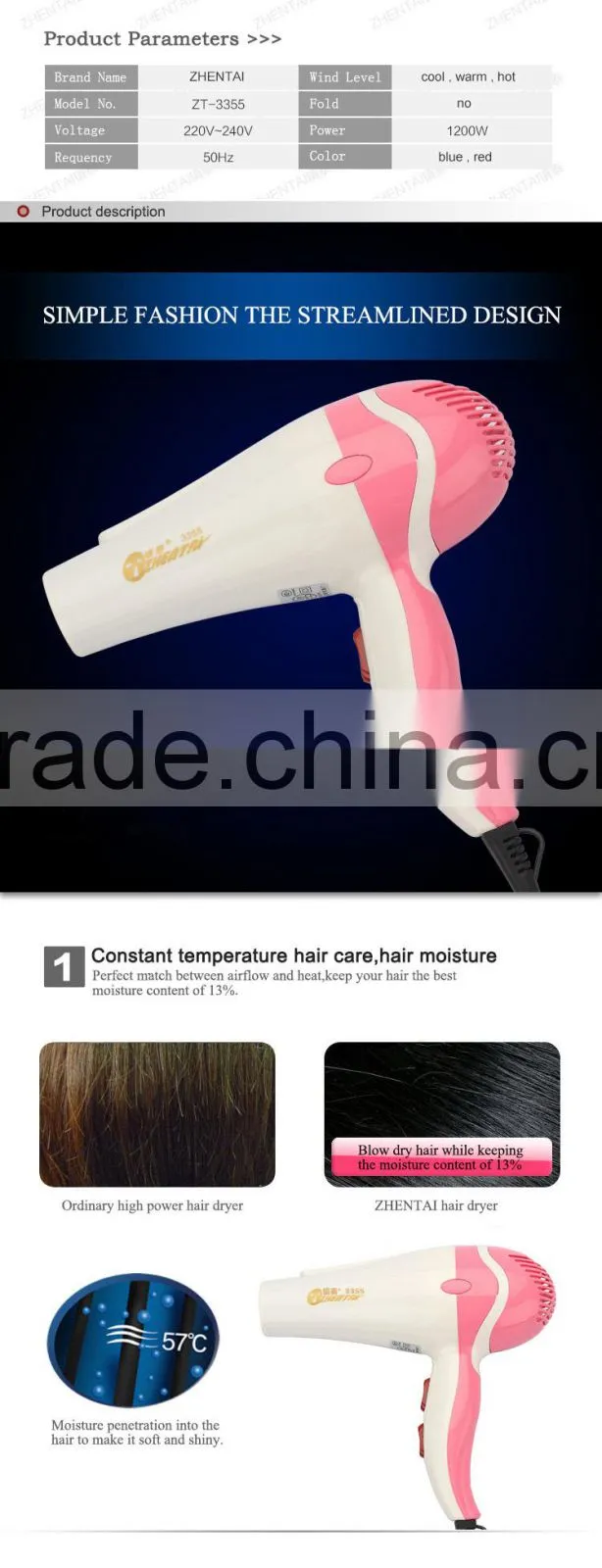 Quick Dry Hair Blower EMC Hair Dryer with SAA Certification