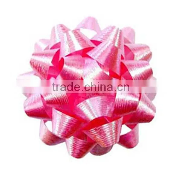 Giant Confetti Star Bow - Red, made of High Gloss PP Ribbon in 230m dia*25mm wide ribbon*30 loops