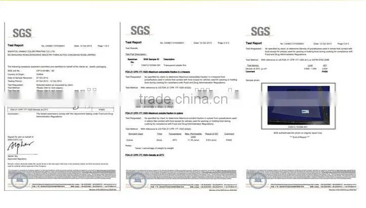 Hot film zipper printing packing bags
