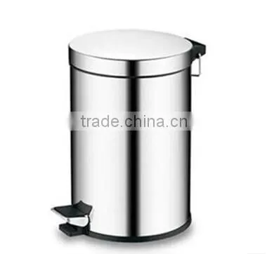 12L Stainless steel waste bins foot pedal, garbage bin with shinny surface