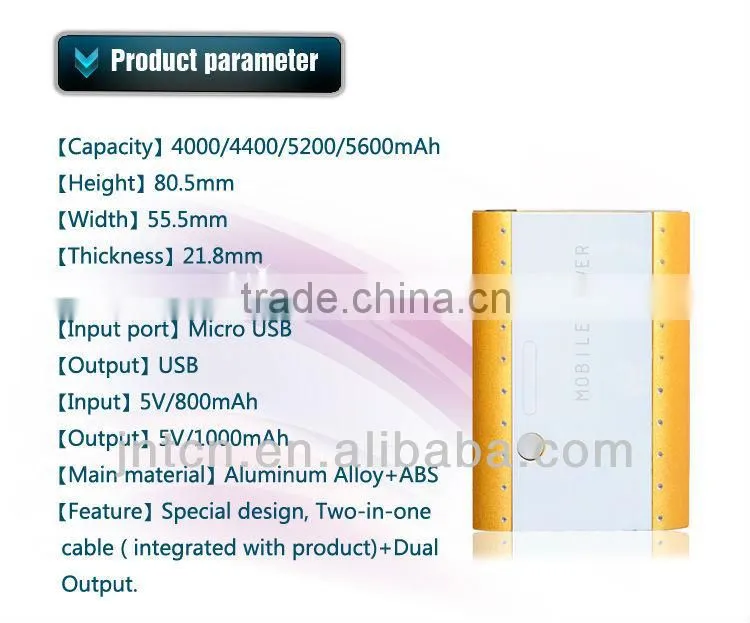 Dual output 5600mAh mobile phone charger