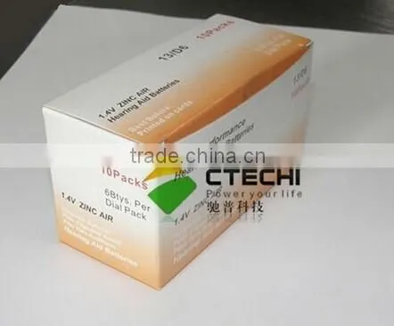 Hearing aid battery 1.4v zinc air button cell battery A10 A13 A675 A312 in Blister card