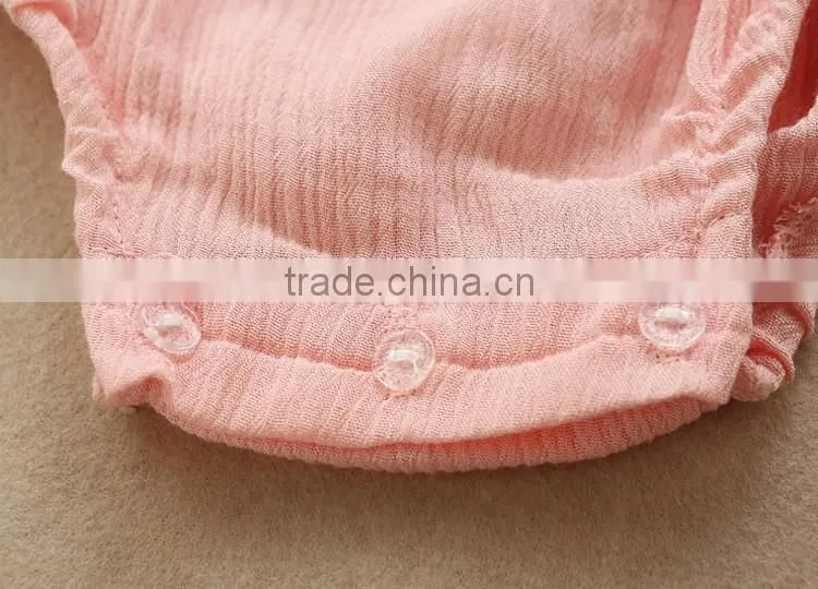 2016 Summer Baby Infant Children's Clothing Baby Girl Clothes Sling Pure Color Jmpsuit Ruffle Cotton Rompers
