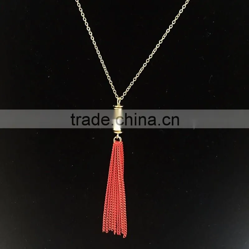 Minimal Art Womens Red Metal Tassel Necklace 18k Gold Necklace Designs 2016