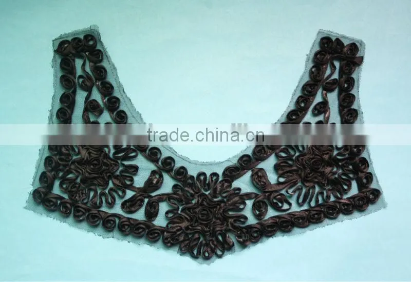 black organza flower collar motif