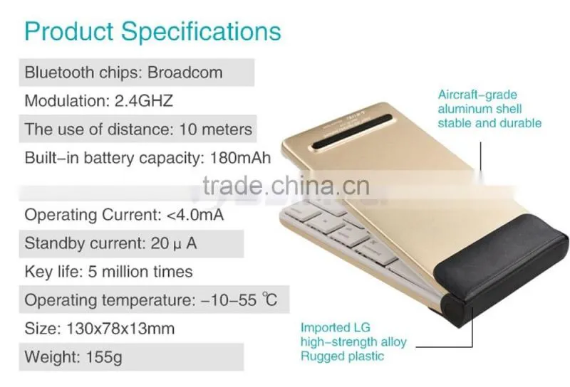 Ultrathin Folding Bluetooth Version 4.0 Keyboard For Android Tablet iPad Air Mini 3 4