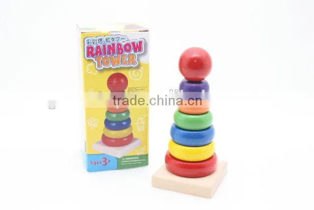 Baby wooden rainbow tower blocks toys