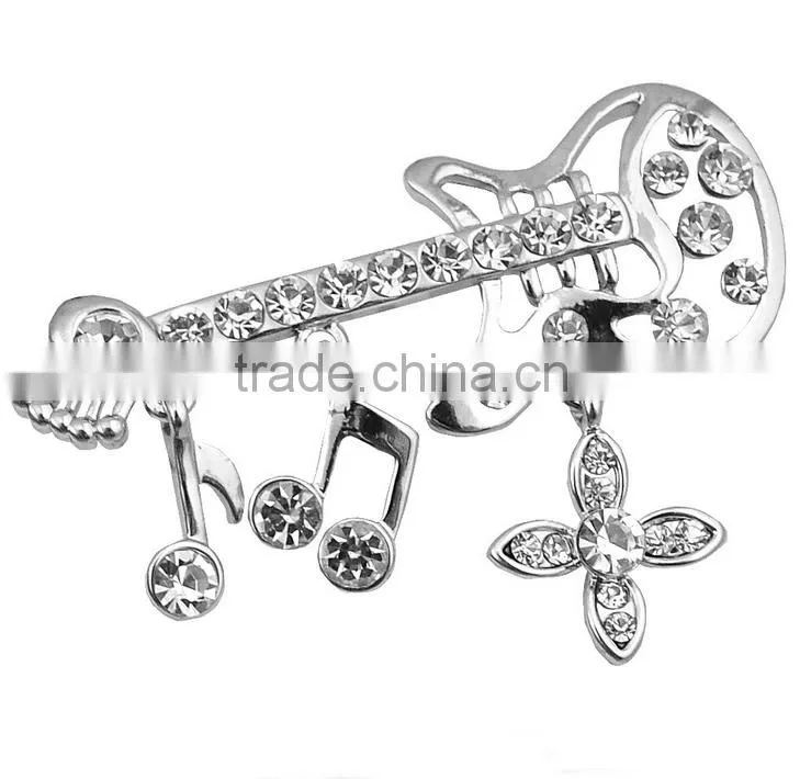 2016 New Fashion Shrining Crystal Violin Shape Brooch