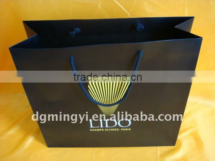 Luxury Black Paper Shopping Bag, customer design packaging bags